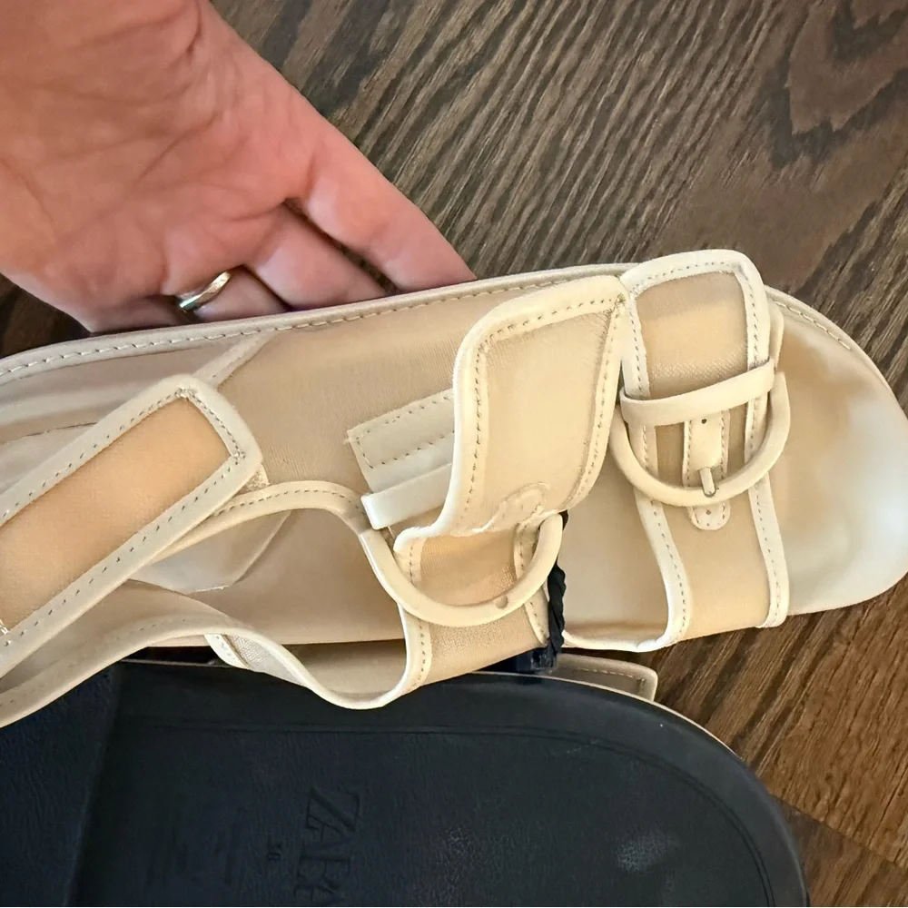 ZARA BUCKLED FLAT MESH SANDALS